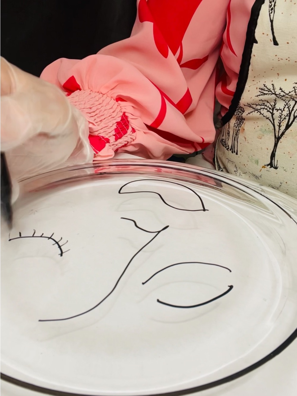 “12” Hand-Painted Glass Face Plate – One-of-a-Kind Art – Whimsy Art Studio”